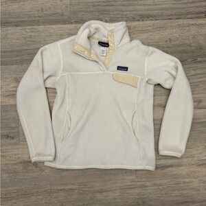 Patagonia Cream Fleece Pullover with Tan Details